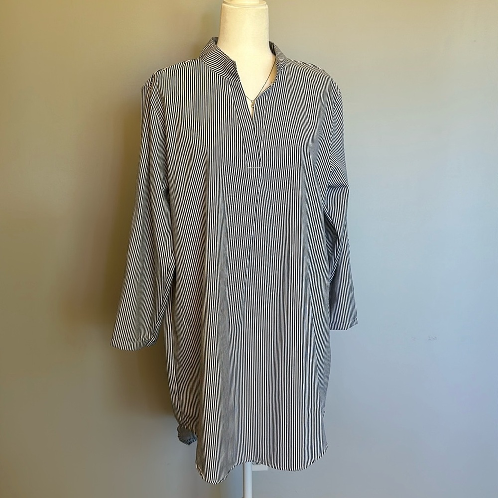 Striped long sleeve office dress